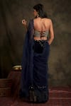 Shop_Nikita Vishakha_Blue Bralette Mesh Saree Bottom Velvet Draped Janki Pre-stitched Ruffle Set _at_Aza_Fashions