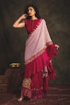 Buy_Nikita Vishakha_Pink Blouse And Saree Bottom Velvet Dupatta Mesh Zardozi Kashvi Lehenga With _at_Aza_Fashions