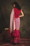 Shop_Nikita Vishakha_Pink Blouse And Saree Bottom Velvet Dupatta Mesh Zardozi Kashvi Lehenga With _at_Aza_Fashions