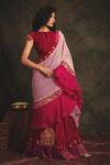 Nikita Vishakha_Pink Blouse And Saree Bottom Velvet Dupatta Mesh Zardozi Kashvi Lehenga With _Online_at_Aza_Fashions