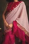 Buy_Nikita Vishakha_Pink Blouse And Saree Bottom Velvet Dupatta Mesh Zardozi Kashvi Lehenga With _Online_at_Aza_Fashions
