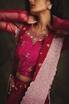 Buy_Nikita Vishakha_Pink Lehenga And Blouse Velvet Jacket Mesh Zardozi Blouse Padmavati Set With _Online_at_Aza_Fashions