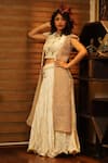 Shop_Nikita Vishakha_White Lehenga And Blouse Velvet Jacket Mesh Embroidered Samyukta Set With _at_Aza_Fashions