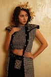 Shop_Nikita Vishakha_Blue Lehenga Velvet Bralette And Jacket Mesh Zardozi Blouse V Arzoo Set With _at_Aza_Fashions