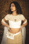 Buy Nikita Vishakha White Blouse Velvet Lehenga Mesh Dupatta Net Zardozi Round Maharani Set Online at Aza Fashions Buy_Nikita Vishakha_White Blouse Velvet Lehenga Mesh Dupatta Net Zardozi Round Maharani Set _Online_at_Aza_Fashions
