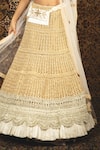 Shop_Nikita Vishakha_White Blouse Velvet Lehenga Mesh Dupatta Net Embroidered Sunehri Set _Online_at_Aza_Fashions