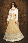 Buy_Nikita Vishakha_White Blouse Georgette Lehenga Mesh Dupatta Net Zardozi Madhushmita Set_at_Aza_Fashions