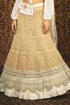 Shop_Nikita Vishakha_White Blouse Georgette Lehenga Mesh Dupatta Net Zardozi Madhushmita Set_Online_at_Aza_Fashions