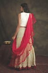 Shop Nikita Vishakha Red Blouse Velvet Lehenga Mesh Dupatta Silk Organza Rajeshwari Set at Aza Fashions Shop_Nikita Vishakha_Red Blouse Velvet Lehenga Mesh Dupatta Silk Organza Rajeshwari Set _at_Aza_Fashions