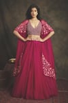 Buy_Nikita Vishakha_Pink Bralette Mesh Lehenga Net And Organza Cape Silk Rajshree Set With _at_Aza_Fashions