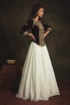 Nikita Vishakha_White Top Velvet Lehenga Organza Embroidered Zardozi Round Nyraa And Set _Online_at_Aza_Fashions