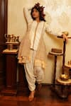 Buy_Nikita Vishakha_White Kurta Mesh And  Dhoti Pant Embroidered Yashaswi & Set _at_Aza_Fashions