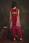 Shop_Nikita Vishakha_Pink Kurta Mesh And Velvet Dhoti Pant Velvet Dupatta Net Yashaswi Set _at_Aza_Fashions