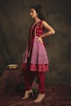 Nikita Vishakha_Pink Kurta Mesh And Velvet Dhoti Pant Velvet Dupatta Net Yashaswi Set _Online_at_Aza_Fashions