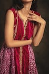 Buy_Nikita Vishakha_Pink Kurta Mesh And Velvet Dhoti Pant Velvet Dupatta Net Yashaswi Set _Online_at_Aza_Fashions