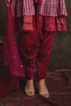 Shop_Nikita Vishakha_Pink Kurta Mesh And Velvet Dhoti Pant Velvet Dupatta Net Yashaswi Set _Online_at_Aza_Fashions