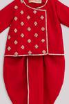 Minikin Red Cotton, Silk Embroidery Angrakha And Dhoti Pant Set Online at Aza Fashions Minikin_Red Cotton, Silk Embroidery Angrakha And Dhoti Pant Set _Online_at_Aza_Fashions