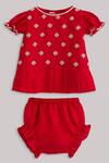 Buy_Minikin_Red Cotton, Silk Beads Embroidered Top And Shorts _at_Aza_Fashions