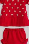 Minikin_Red Cotton, Silk Beads Embroidered Top And Shorts _Online_at_Aza_Fashions