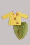 Buy_Minikin_Yellow Hand-painted Angrakha Set For Boys_at_Aza_Fashions