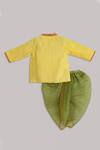 Shop_Minikin_Yellow Hand-painted Angrakha Set For Boys_at_Aza_Fashions