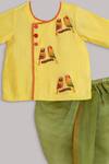Buy_Minikin_Yellow Hand-painted Angrakha Set For Boys_Online_at_Aza_Fashions