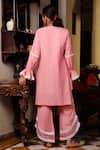 Shop_Enaarah_Pink Cotton Embroidered Thread Work Cherry Blossom Kurta And Pant Set  _at_Aza_Fashions