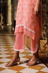 Enaarah_Pink Cotton Floral Embroidered Kurta And Pant Set_Online_at_Aza_Fashions