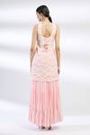 Shop_Chamee And Palak_Pink Blended Georgette Embroidered Kurta Sharara Set _at_Aza_Fashions