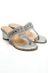 Buy_Nidhi Bhandari_Silver Beads, Stones Beaded Kolhapuri Block Heels _at_Aza_Fashions