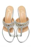Shop_Nidhi Bhandari_Silver Beads, Stones Beaded Kolhapuri Block Heels _at_Aza_Fashions