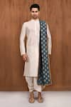 Aryavir Malhotra_White Dupion Silk Plain Kurta Set _Online_at_Aza_Fashions