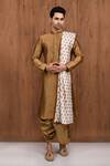 Buy_Aryavir Malhotra_Gold Dupion Silk Plain Kurta Set_at_Aza_Fashions