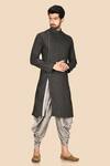Buy_Aryavir Malhotra_Black Cotton And Silk Straight Kurta & Dhoti Pant Set For Men_at_Aza_Fashions