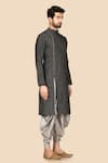 Aryavir Malhotra_Black Cotton And Silk Straight Kurta & Dhoti Pant Set For Men_Online_at_Aza_Fashions