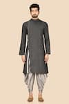 Buy_Aryavir Malhotra_Black Cotton And Silk Straight Kurta & Dhoti Pant Set For Men_Online_at_Aza_Fashions