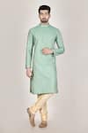 Buy_Aryavir Malhotra_Green Kurta Jacquard  Churidar Dupion Set _at_Aza_Fashions