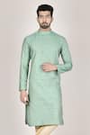 Buy_Aryavir Malhotra_Green Kurta Jacquard  Churidar Dupion Set _Online_at_Aza_Fashions