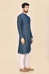 Aryavir Malhotra_Blue Viscose Rayon Draped Kurta Set _Online_at_Aza_Fashions