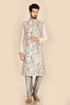 Buy_Aryavir Malhotra_White Silk Blend Printed Kurta Set _at_Aza_Fashions