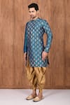 Buy_Aryavir Malhotra_Blue Dupion Silk Woven Floral Kurta Set_Online_at_Aza_Fashions