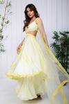 Buy_K&A By Karishma and Ashita_Yellow Cotton Satin Tie And Dye Shibori Plunge V Neck & Cutwork Anarkali Set _at_Aza_Fashions