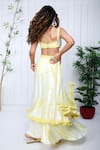 Shop_K&A By Karishma and Ashita_Yellow Cotton Satin Tie And Dye Shibori Plunge V Neck & Cutwork Anarkali Set _at_Aza_Fashions