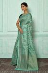 Nazaakat by Samara Singh_Green Banarasi Silk Woven Floral Saree_Online_at_Aza_Fashions