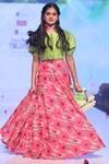 Buy_Kirti Agarwal - Pret N Couture_Green Muslin, Cotton Floral Print Skirt Set _at_Aza_Fashions