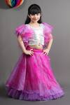 Buy_Kirti Agarwal - Pret N Couture_White Tie And Dye Lehenga Set For Girls_at_Aza_Fashions