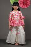Buy_Kirti Agarwal - Pret N Couture_Pink Silk Kurta And Sharara Set For Girls_at_Aza_Fashions