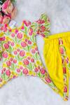 Shop_Kirti Agarwal - Pret N Couture_Yellow Printed Kurta And Dhoti Pant Set For Girls_at_Aza_Fashions
