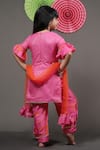 Shop_Kirti Agarwal - Pret N Couture_Pink Chanderi, Silk, Net Embroidery Tie And Dye Kurta Set _at_Aza_Fashions