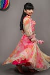 Buy_Kirti Agarwal - Pret N Couture_Pink Silk, Organza Fabric Flowers Tie And Dye Lehenga Set _at_Aza_Fashions